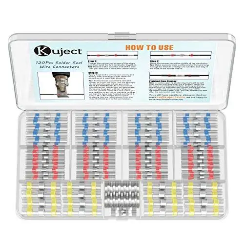 Produktbild: Kuject Kabelverbinder, 120 stk Lötverbinder, Schrumpfschlauch Set Wasserdicht Schrumpfverbinder Quetschverbinder Stoßverbinder, Schrumpfverhältnis 3:1