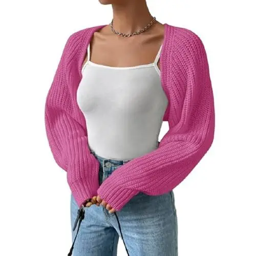 Produktbild: Kukeyiee Damen Langer Puffärmel Pullover Strickpullover Pullover Crop Top Mode Cover Strick Top(#Style 3,S)
