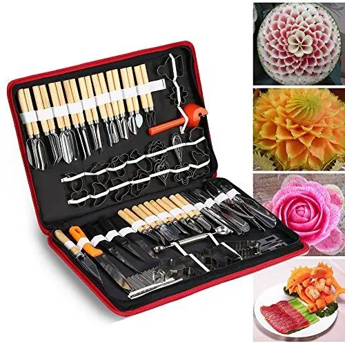 Produktbild: 80 Stück Kulinarische Schnitzwerkzeug Set, Tragbare Kulinarische Schnitzwerkzeuge Garnieren Schneiden Carving Tool Set Geschenkideen für Caterer oder Hobby-Schnitzereien