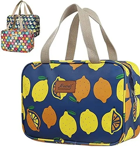 Produktbild: Kulturbeutel Damen Große Tragbare Damenkosmetiktasche Reise-Make-up-Tasche Wasserdichte Kosmetiktasche (Zitrone)