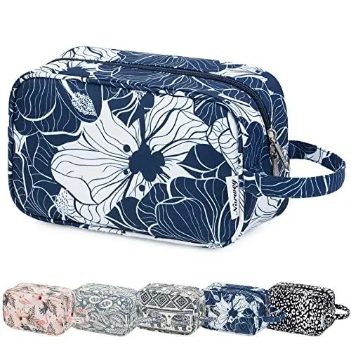 Produktbild: Kulturbeutel Damen Kulturtasche Große Reise Schminktasche & Waschtasche Gross Kosmetiktasche für Frauen Mädchen (Blauer Lotos)