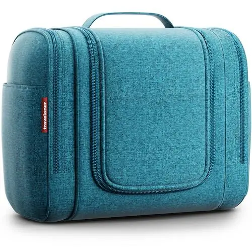Produktbild: Kulturbeutel XXL (Design 2025) zum Aufhängen für Damen, Herren & Kinder (9 Liter Stauraum), 3-in-1 Kulturtasche, Kosmetikkoffer, Kosmetiktasche für Männer & Frauen, Reise Waschtasche, Waschbeutel