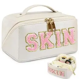 Produktbild: Kulturbeutel mit großer Kapazität, Geburtstagsgeschenk für Mädchen, Damen, Make-up-Organizer-Tasche mit Haut für Hautpflege, adrettes Make-up, Federmäppchen, Kosmetik-Reisetasche