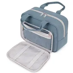 Produktbild: Kulturtasche Damen Gross kulturbeutel Kosmetiktasche Damen Groß Waschtasche Make up Tasche für Herren & Volle Größe (Graublau)