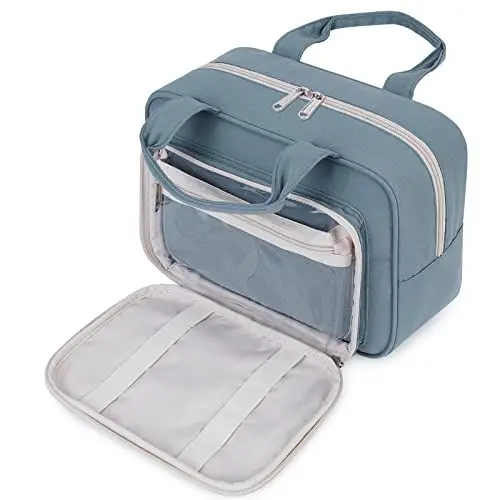 Produktbild: Kulturtasche Damen Gross kulturbeutel Kosmetiktasche Damen Groß Waschtasche Make up Tasche für Herren & Volle Größe (Graublau)