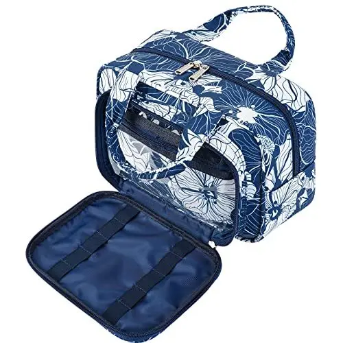 Produktbild: Kulturtasche Damen Gross kulturbeutel Kosmetiktasche Damen Groß Waschtasche Make up Tasche für Herren & Volle Größe（Blauer Lotus）