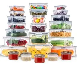Produktbild: KUMD 50-Stück Große Vorratsdosen Mit Deckel Luftdicht | BPA-frei | Stapelbare Küchen Frischhaltedosen für Meal Prep | Gefrierschrank- & Mikrowellensicher | 25 Dosen + 25 Deckel | Leckerdichtes Design