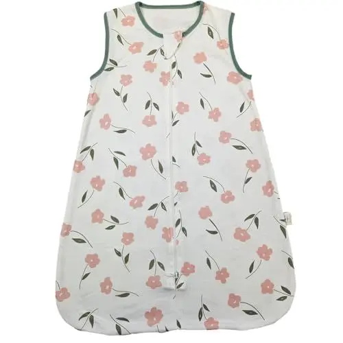 Produktbild: kumini Babyschlafsack Flower 0,5 Tog, 100% Baumwolle, Frühlings-und Sommerschlafsack (M - 76cm)