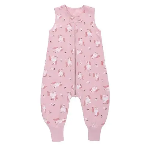 Produktbild: kumini Schlafsack mit Füssen, 100% Baumwolle, Frühlings-und Sommerschlafsack, Babyschlafsack, Kinderschlafsack, Einhorn (80cm (12-24 Monate))