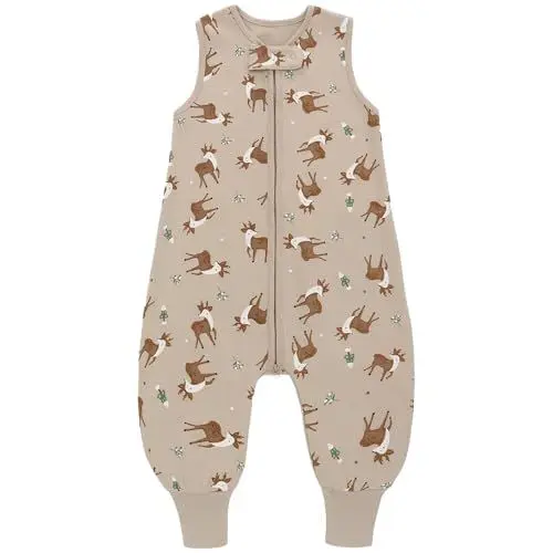 Produktbild: kumini Schlafsack mit Füssen, 100% Baumwolle, Frühlings-und Sommerschlafsack, Babyschlafsack, Kinderschlafsack, Hirsch (M - 80cm (12-24 Monate))
