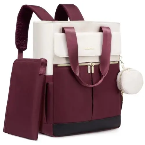 Produktbild: kumini Wickelrucksack LOVE2024, Wickeltasche, Rucksack Damen, Mamatasche, Babytasche, Mamarucksack, Babyrucksack, multifunktional, diaper bag (Beige, Rot)