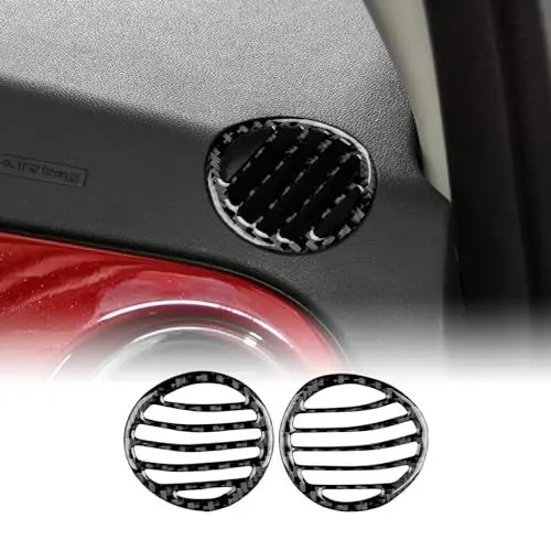 Produktbild: KUNGKIC Für Fiat 500 2008-2023 Abarth 595 2012-2023 Auto Dashboard Zentrale Steuerung Seitlicher Luftauslass Entlüftung Rahmen Kohlefaser Aufkleber Dekorative Innenbereich Zubehör Geschenk (Schwarz)