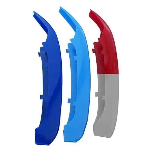Produktbild: KUNIO 3PCS Frontgrill Streifen passt für X1 F48 F49 2016-2019（8 Grills）Kühlergrill Frontgrill Einsatz Streifen Zierleisten Schutz Auto Zubehör (Red+Dark Blue+Light Blue)