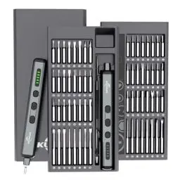 Produktbild: KUNLUN Mini Elektro Schraubendreher Set 70 in 1 mit 64 Magnetischen Bits 5 Gänge Drehmoment LED Bildschirm Magnetische Präzision Elektro Schraubendreher für Phone, Laptop, Brillen, Uhren, Brille