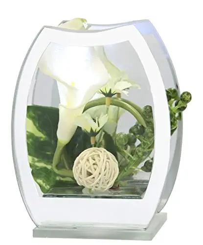 Produktbild: Kunstblume Calla mit LED-Licht mit Spiegel Deko Aufsteller Tischdeko Wohndekoration Blumendeko Deko-Objekt Dekoration Skulptur Ornament Hochzeitsdeko Deko-Figur 3D Bild Geschenk Wohnaccessoire