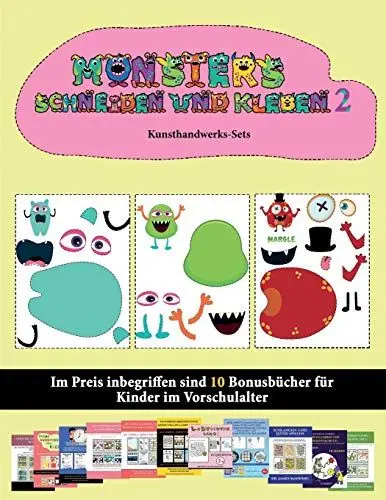 Produktbild: Kunsthandwerks-Sets: 20 vollfarbige Kindergarten-Arbeitsblätter zum Ausschneiden und Einfügen - Monster 2