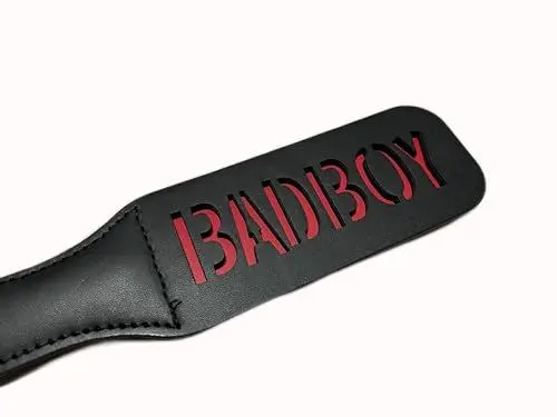 Produktbild: Kunstleder BDSM SM Paddle Paddel Peitsche Flogger Spanking Slave Sex-Spielzeug schwarz mit rotem BADBOY Logo