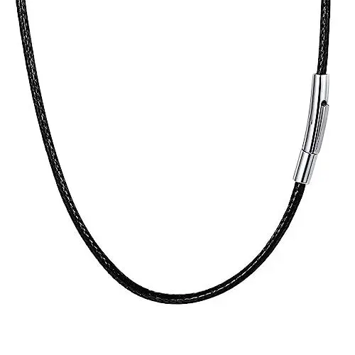 Produktbild: Kunstleder Halskette/Armband Schwarz geflochten Lederkette Lederband, 2/3/4mm Schwarz Kunstleder Halskette Braid 316 Edelstahl Verschluss Wachs Lederkette 46-61cm Länge (51.00, schwarz-3mm Breite)