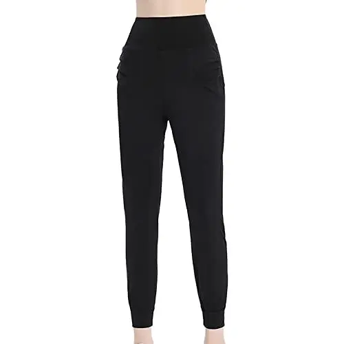 Produktbild: Kunstlederhose Damen 7/8 Hosen Damen Weit Hosen Lose Sport-Freizeithose, atmungsaktiv, elastisch, gebündelt, Füße, Laufen, Fitness, Yoga-Hose Wide Leg Pants Women Set Schlupfhose Damen (Black, XL)