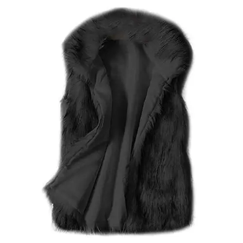 Produktbild: Kunstpelz Weste Damen Wintermantel ÄRmellose Kurz Pelzmantel Winter Warme Revers Pelzjacke mit knöpfen Elegant Pelzweste Slim Fit Kunstfell Fellweste Bequeme Outwear Oberteile Tops Schwarz 2XL