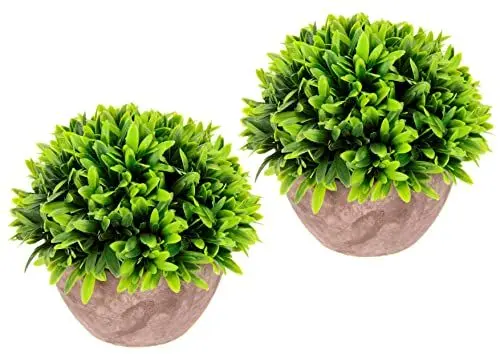 Produktbild: Kunstpflanze Buchskugel künstlicher Buchsbusch Bux Buchs Tischdeko Dekopflanze Gras Gräser Kunstgras Grasbusch Hochzeitsdeko Zimmerpflanze Pflanzen Sträucher Eukalyptus für Küche Garten Badezimmer