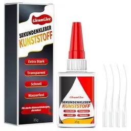 Produktbild: Kunststoffkleber 35g, Extra stark Spezialkleber Kunststoff, wasserfest, hitzebeständig & transparent Plastik Sekundenkleber für Kunststoff, Acrylglas, Modellbau