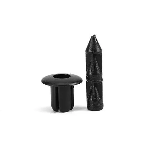 Produktbild: Aramox Kunststoff-Niet-Clips,100 STK. Motorrad Verkleidungsklipse, 6mm Nylon Bolzen, schwarz - Universelle Befestigungsclips für Windschild, Kotflügel, Abdeckungen