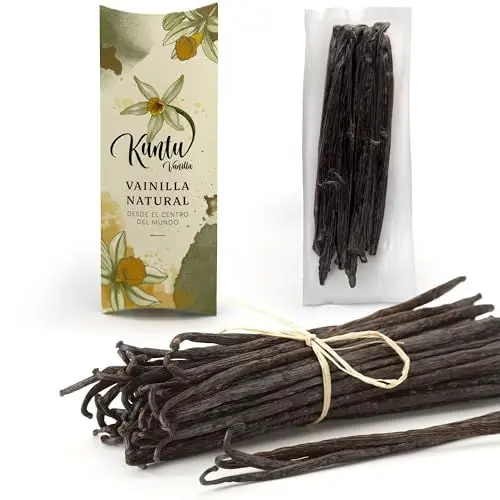 Produktbild: Kuntu Vanilla - Tahiti Gourmet Qualität A Vanilleschoten 20g (5-6 Stück) 15-18cm sehr hochwertige Schoten Vanille aus Ecuador mit GRATIS VERSCHLUSSCLIP.