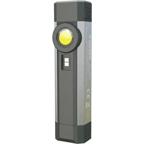 Produktbild: KUNZER PL-031 Arbeitslampe - COB-Technik Werkstatt-Taschen-Leuchte - 250lm Lichtstärke und 10h Leuchtdauer - UV-Licht