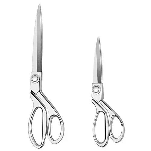 Produktbild: KUONIIY Hochleistungs-Nähschere 20 cm +26 cm - Professionelle Edelstahl-Kupfer-Schneiderschere für Stoff-Leder-Schneiderei Schneiderei Künstler Schneiderinnen Silber