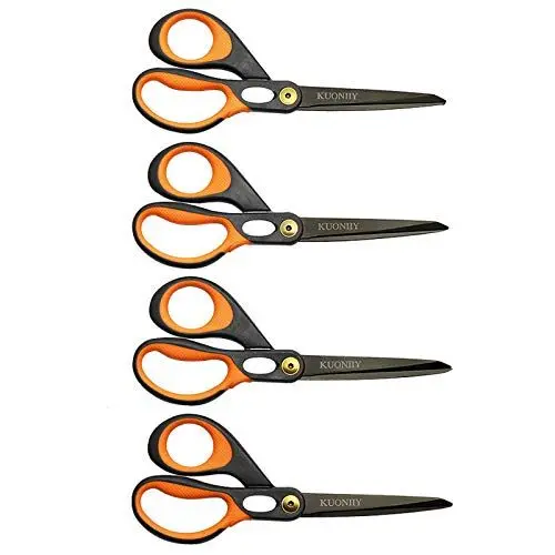 Produktbild: KUONIIY Schere, Ultra Scharfe Titan Scheren mit weichem Griff, Multifunktionale Scheren Set, 4er Pack, 20,3 cm (Schwarz, Gelb)