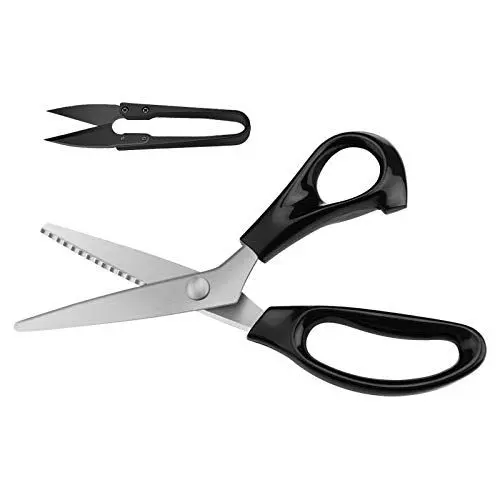Produktbild: KUONIIY Stoffschere, Zackenschere für Rechtshänder, 23 cm Schneiderschere für Leder Stoff Pappe (Schwarz)