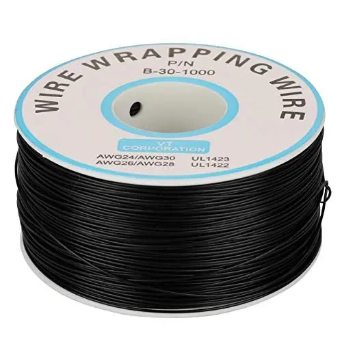 Produktbild: Kupferdraht, 1 Rolle Wire-Wrapping Single Kupferdraht Litze 30AWG Kabel 0,25 mm Kerndurchmesser für Laptop, Motherboard, LCD-Display, Steckbrett(schwarz)