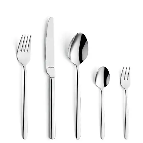 Produktbild: KUPPELS | Besteckset CUTE 30-teilig | Formvollendetes Besteck Set 6 Personen | Hochglanzpoliert | Edelstahl | Spülmaschinengeeignet | Harmonisches Design | Essbesteck | Wellenschliff Messer