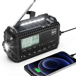 Produktbild: Kurbelradio DAB/UKW, Tragbare Solar Radio mit LED Taschenlampe & Leselicht, DAB+/FM Dynamo Radio IPX4, 5000mAh Wiederaufladbare Notfall Radio und SOS-Alarm Geeignet für Wandern, Camping, Outdoor