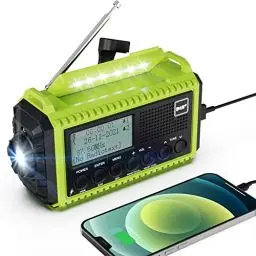 Produktbild: Kurbelradio DAB/UKW mit Akku 5000mAh, Tragbare Solar Radio mit LED Taschenlampe & Leselicht, DAB+ Baustellenradio RDS Funktion, Notfall Digital Radio SOS-Alarm für Wandern, Camping, Outdoor (Grün)