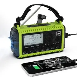 Produktbild: Kurbelradio DAB Radio, Baustellenradio mit Akku 5000mAh Wiederaufladbare, UKW/DAB Plus Radio, Akku Radio Notfall Ausrüstung mit LED Taschenlampe & Leseleuchte,SOS-Alarm für Camping, Blackout