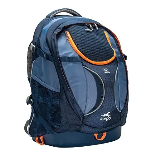 Produktbild: Kurgo G-Train Hunderucksack, Mit integriertem Haustierfach, Wasserfester Boden, Für Haustiere bis zu 11 kg, Navy Blau, 33 x 53,34 x 25,4 cm