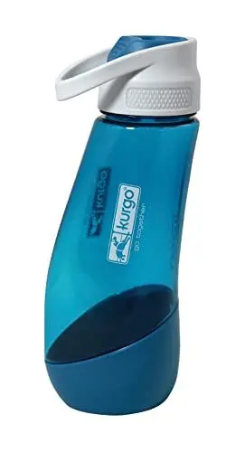Produktbild: Kurgo Gourd Wasserflasche und -napf für Hunde, PVC- und BPA-frei, Fassungsvermögen: 750 ml Flasche, 250 ml Napf, Blau, 1 Count (Pack of 1)