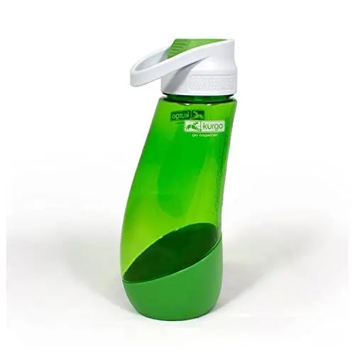 Produktbild: Kurgo Gourd Wasserflasche und -napf für Hunde, PVC- und BPA-frei, Fassungsvermögen: 750 ml Flasche, 250 ml Napf, Grün