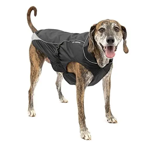 Produktbild: Kurgo North Country wasserdichter Hundemantel, Mit Fleece-Futter, LED-Licht für Nachtsichtbarkeit, Größe L, Schwarz