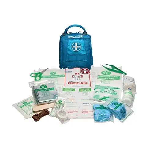 Produktbild: Kurgo RSG Erste-Hilfe-Set für Hunde, Kompatibel mit RSG-Geschirren und Gürteln, 49-teiliges Kit mit Anleitung, Blau