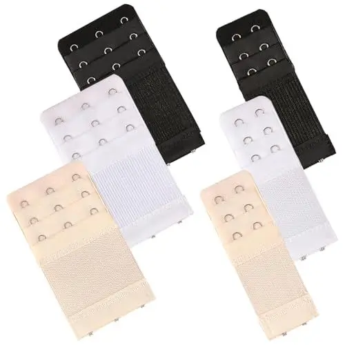 Produktbild: kurkip 6 Stück BH-Verlängerer, BH Verlängerung 2 Haken & BH Verlängerung 3 Haken, elastische BH Erweiterung Bra Extender, BH Verschluss Geeignet für Frauen Damen (Schwarz, Weiß, Hautfarbe)
