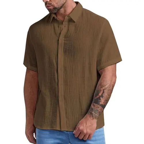 Produktbild: kurzarmhemden Herren XL freizeithemd Herren Langarm Muster jeanshemden Herren Slim fit Casual Shirt Man Hemden männer weiß Retro Shirts Herren 80er Hemden Herren karriert Baumwolle