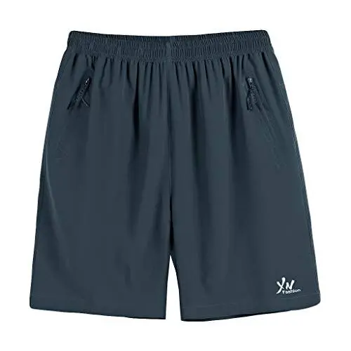 Produktbild: Kurze Sport und Freizeit Hose für Herren, Schnelltrocknend Cargoshorts Trainingshose mit Reißverschluss Taschen - Fürs Training, Sport, Fitness, Laufen und Gym A2-Grey,3XL