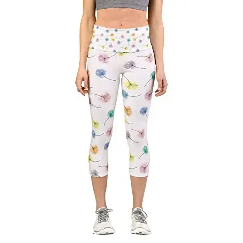 Produktbild: Kuschelhose Damen Flauschig Frauen-Blumen-Bunte Druck-Leggings-Hose-Laufhose, die für Yoga-dünne Yoga-Hosen beschnitten Wird Jogginghose Schwangerschaft (White, L)