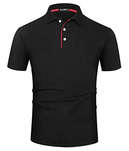 Produktbild: Kuson Poloshirt Herren Kurzarm Patchwork Sommer T-Shirt Men's Polo Shirt Baumwolle Schwarz XL