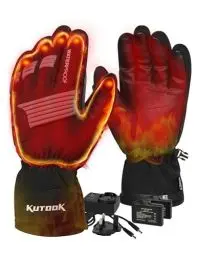 Produktbild: KUTOOK Beheizbare Handschuhe Herren Damen Motorradhandschuhe Beheizt Winter Handschuhe Wasserdicht Warm Skihandschuhe für Skifahren Motorrad Fahrrad Outdoor Sport Schwarz L