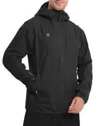 Produktbild: KUTOOK Fahrradjacke Regenjacke Laufjacke Herren Sport Outdoor Jacke Wasserdicht Atmungsaktiv Faltbar mit Kapuze 2 Taschen Dünn Wanderjacke Windbreaker Laufen Trekking Radsport Schwarz XL