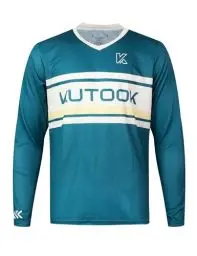 Produktbild: KUTOOK Fahrradtrikot MTB Bekleidung Herren Atmungsaktiv Schnelltrockend Langarm Trikot Mountainbike Fahrrad Rennrad Motocross Shirt Grün XL